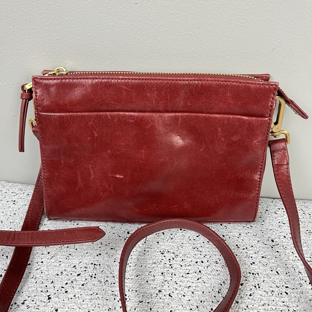 Hobo International Burgundy Leather Small Crossbody Bag Purse‎ Boho